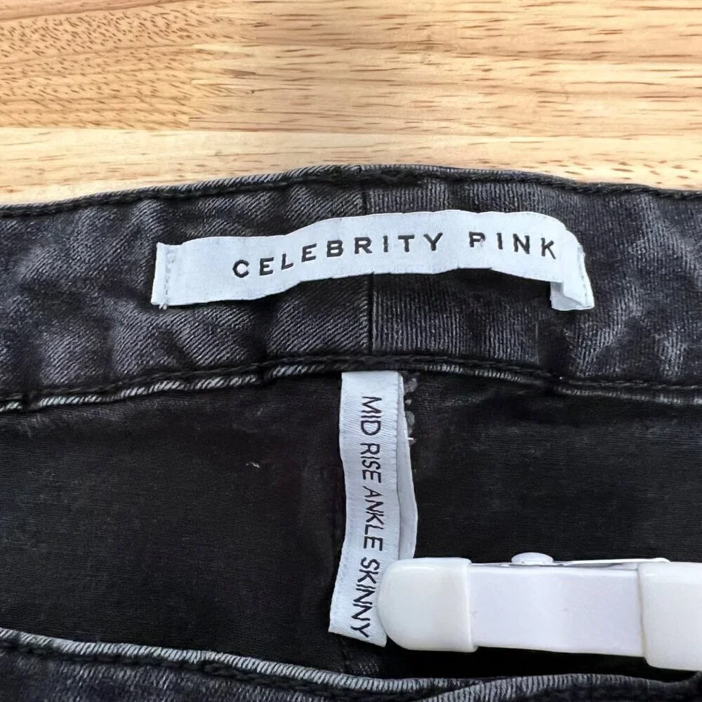Celebrity Pink Women’s Skinny Ankle Distressed Jeans Faded Black Size 18